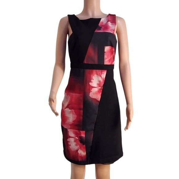 Ellen Tracy Dresses & Skirts - ELLEN Tracy Black Colorblock Pink Multi-Color Floral Sheath Dress Size: 4